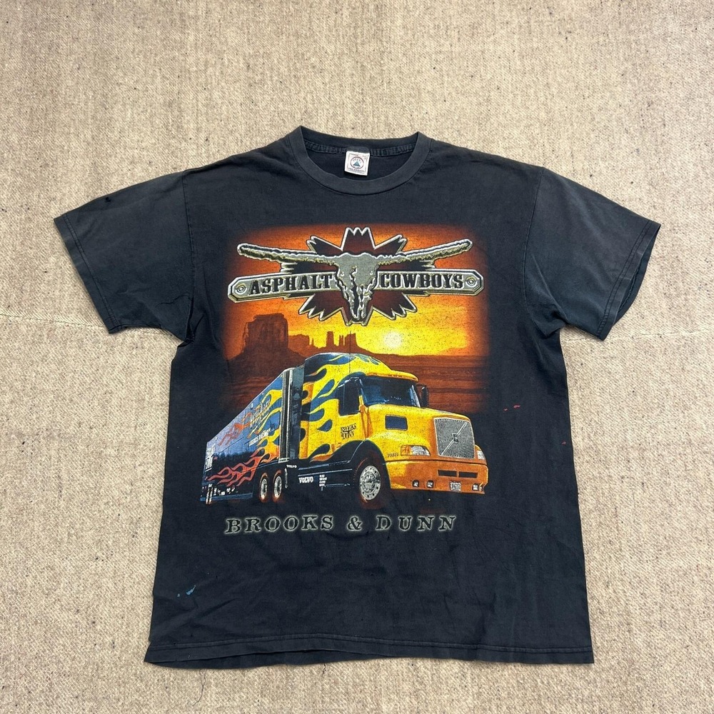 Vintage Brooks & Dunns Shirt Mens Large Black 1990s Asphalt Cowboys